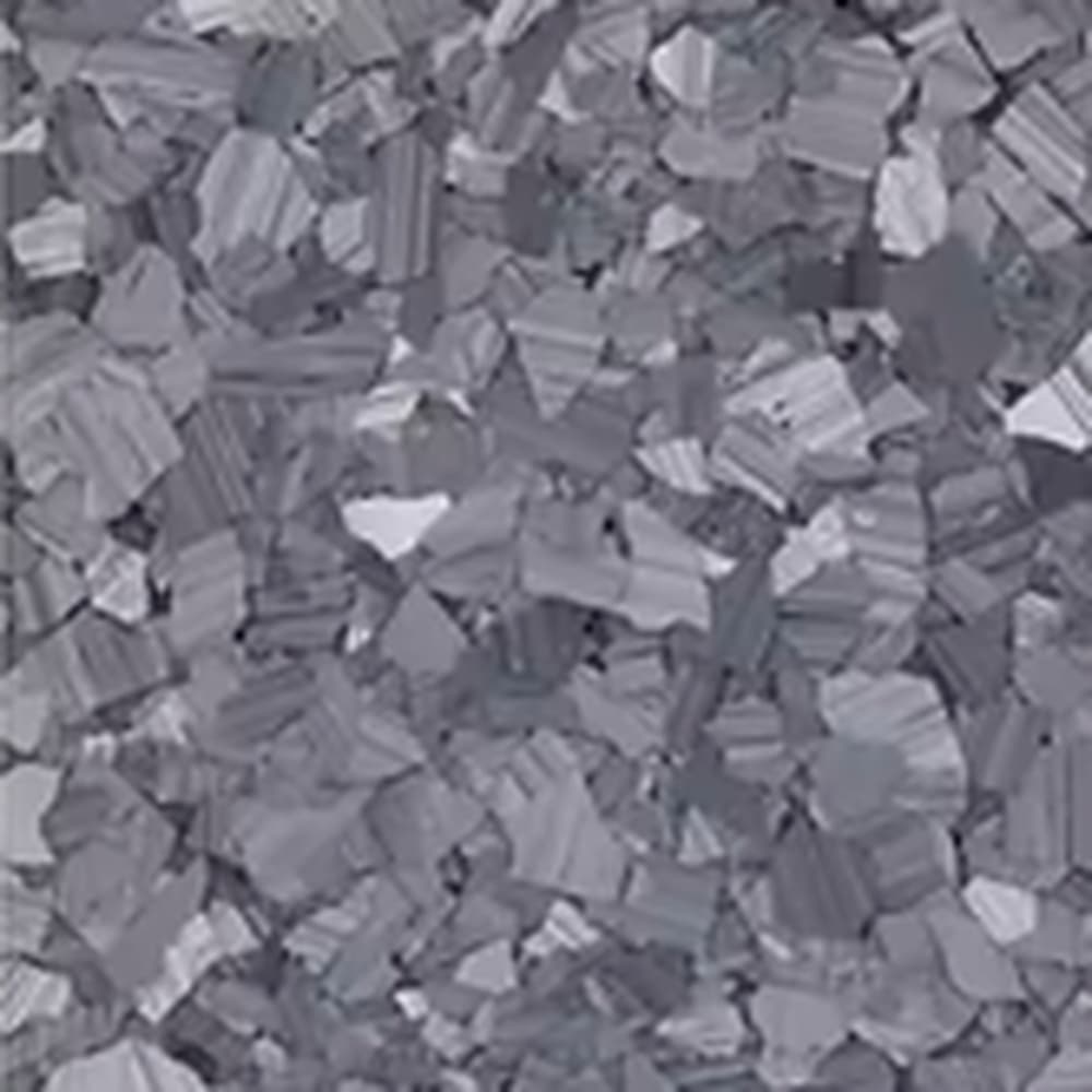 Basalt vinyl flake blend: medium and dark grey striated chips.