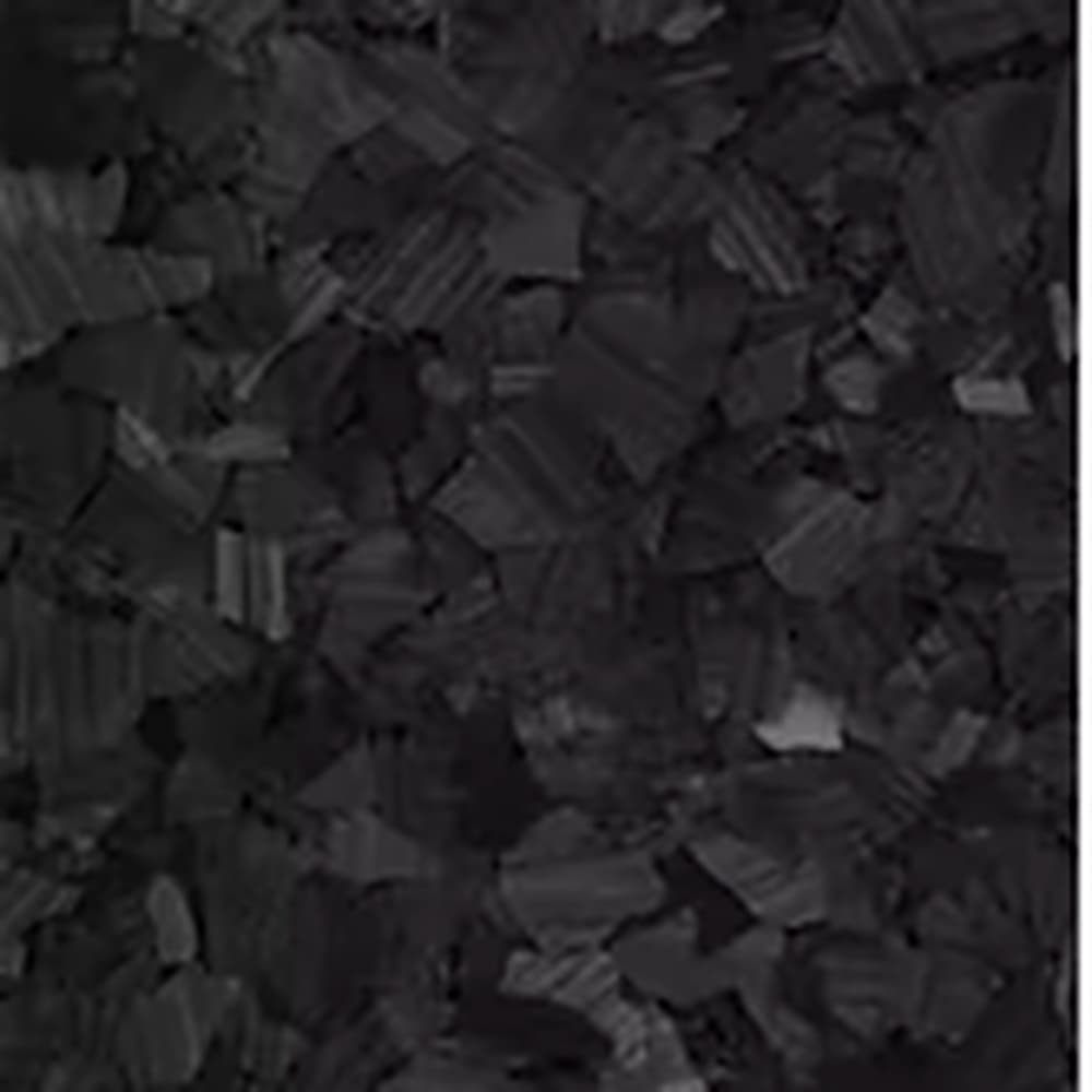 Carbon vinyl flake blend: near-black chips with faint striation.