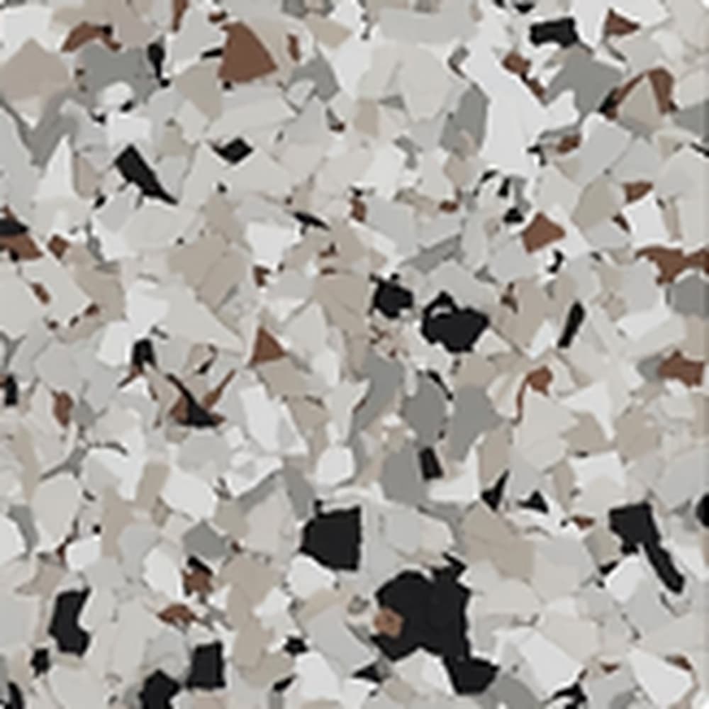 Coyote vinyl flake blend: white, cream and tan chips with grey, rust and black accents.
