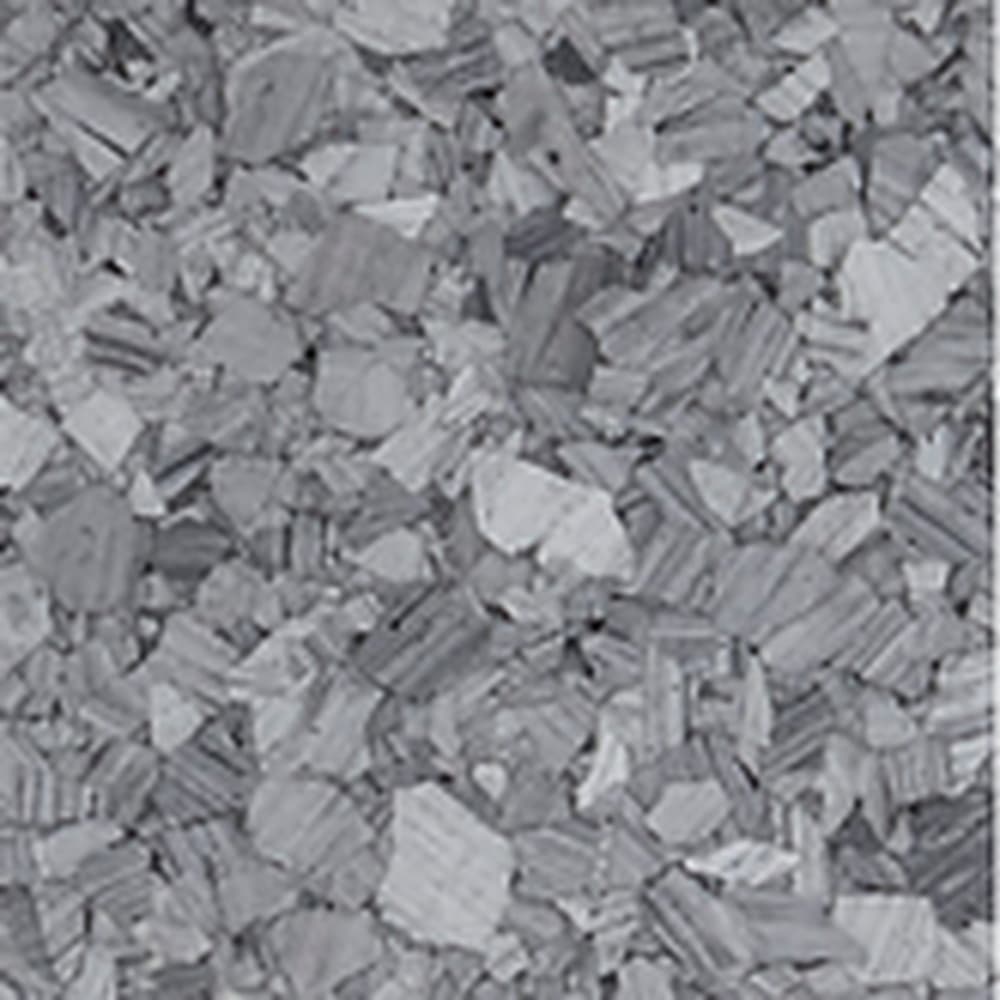 Lanai Grey vinyl flake blend: monochrome medium grey striated chips.