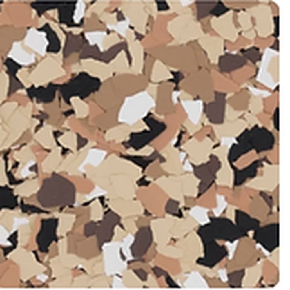 Outback vinyl flake blend: cream, tan and brown chips with black and white accents.