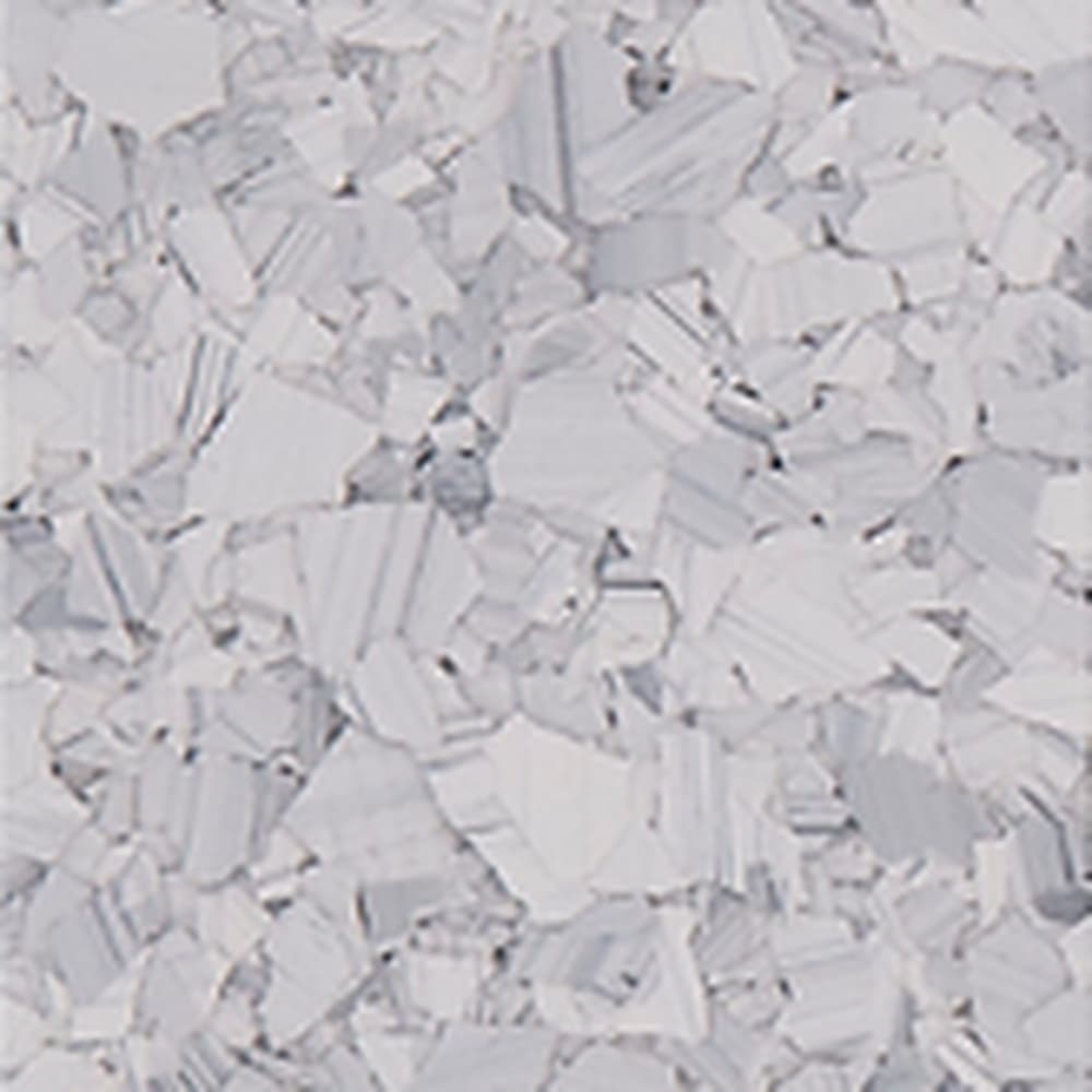 Schist vinyl flake blend: near-white striated chips with faint pale grey shading.