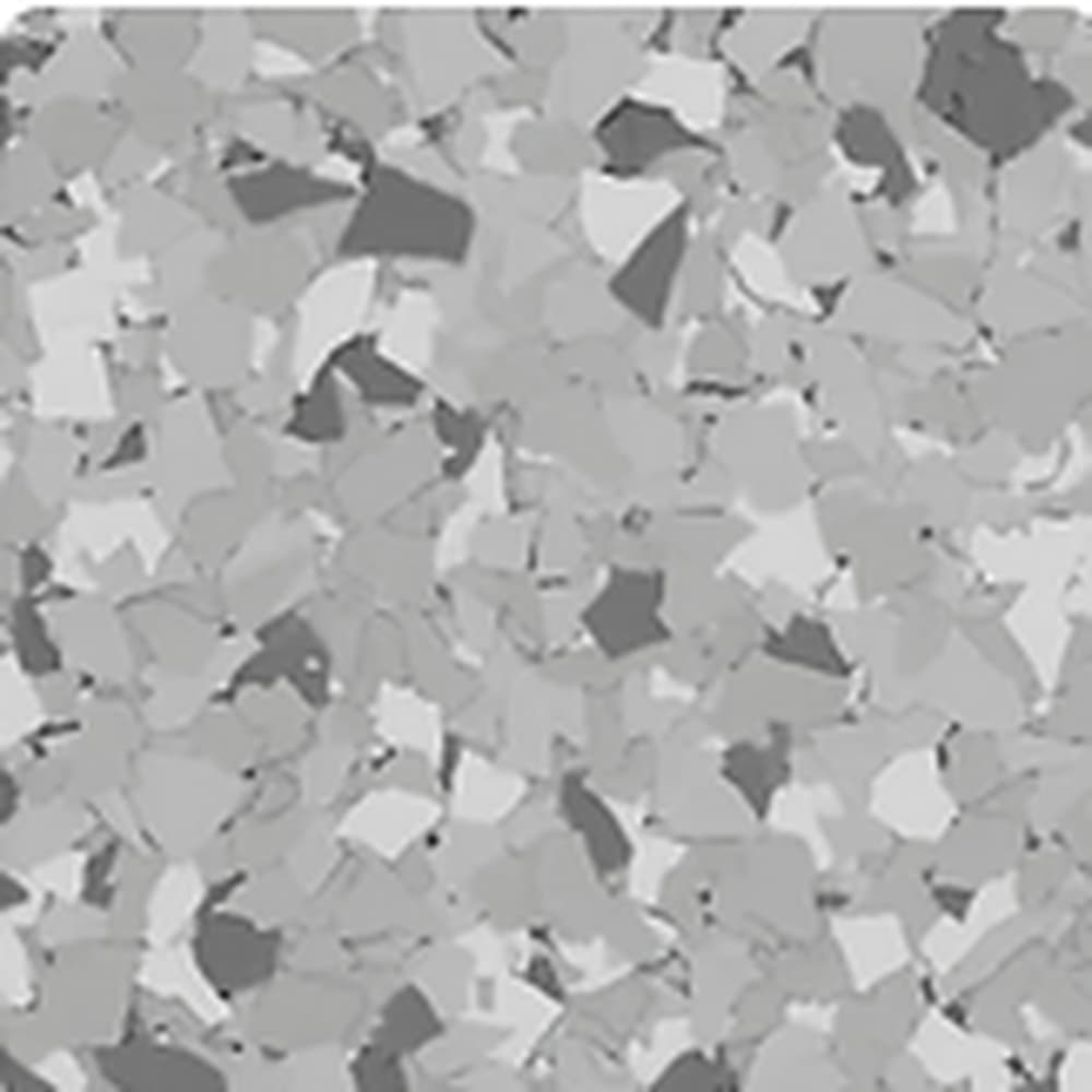 Stargazer vinyl flake blend: medium grey chips with pale grey and charcoal.