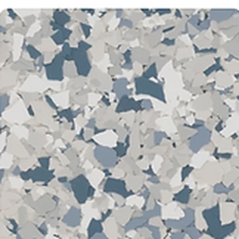Tidal Wave vinyl flake blend: off-white and light grey chips with teal and slate blue.
